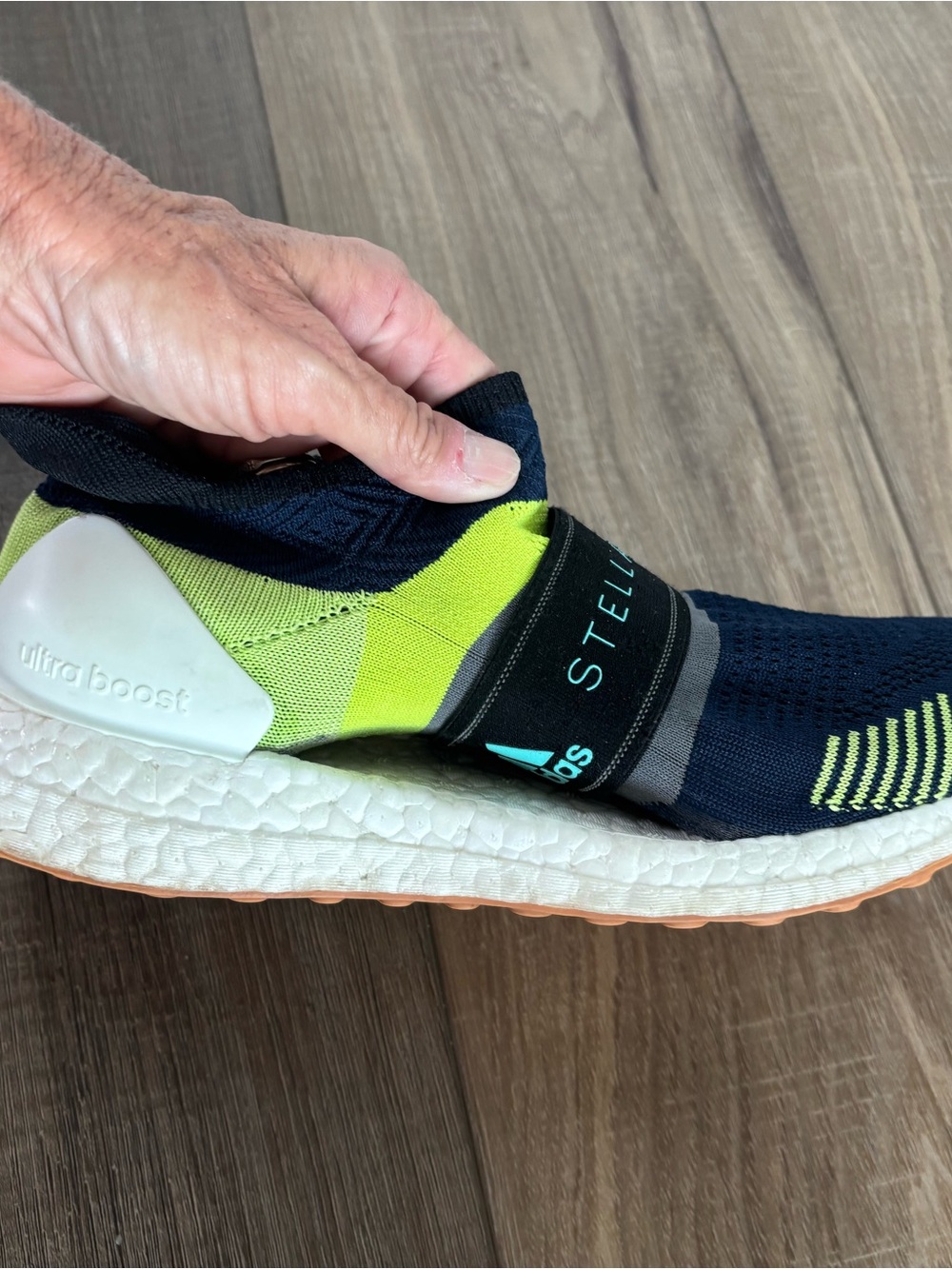 Stella McCartney Adidas Ultraboost 3D Navy and Lime Slip-On Sneaker - Picture 11 of 15